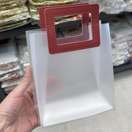 كيس شفاف يد مستطيل 16*18.5*8 خمري