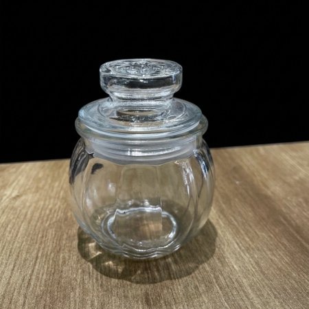 مرتبان زجاج غطاء ضغط محزز ناعم